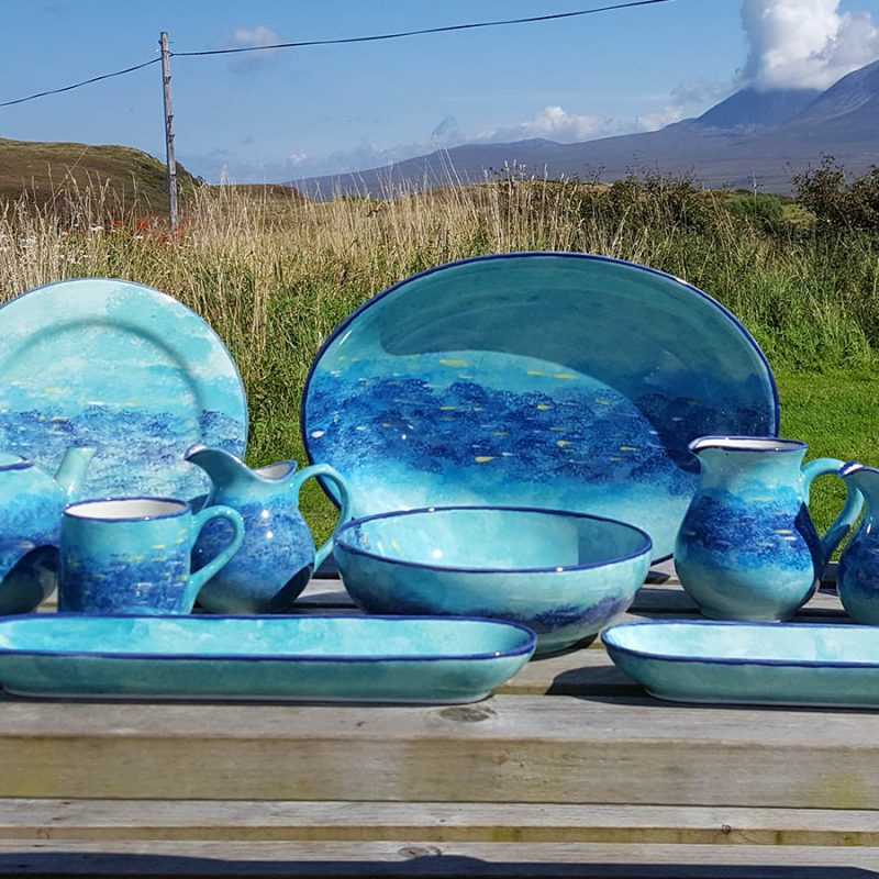 A pottery set made at Persabus pottery on Islay called the Saligo Range