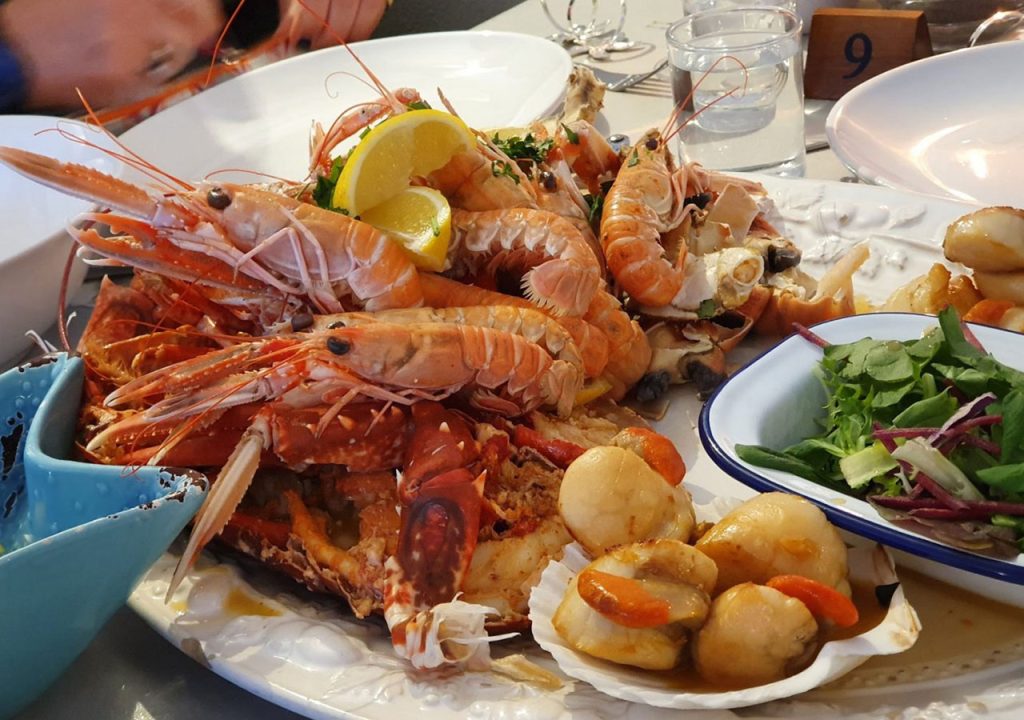 A plate of seafood