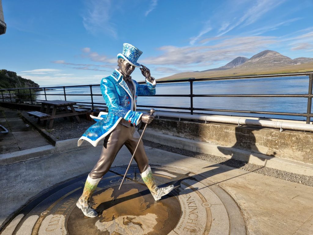 Johnnie Walker Striding Man Statue at Coal Ila Distillery