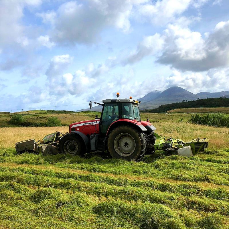 Tractor cutting field