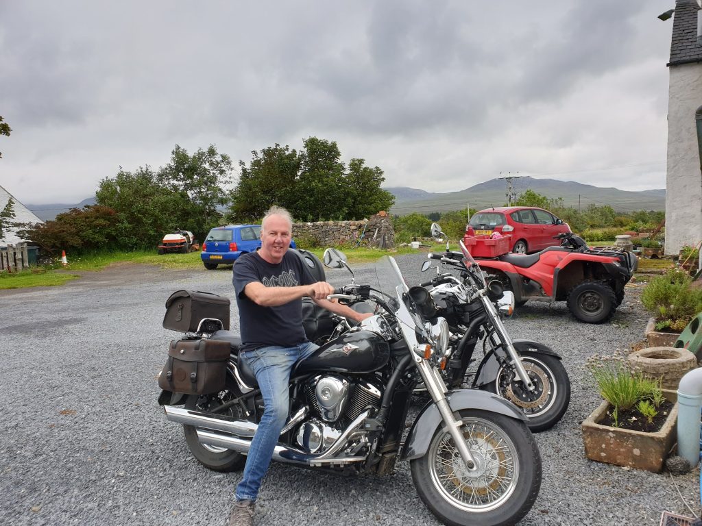 A man on a motorbike