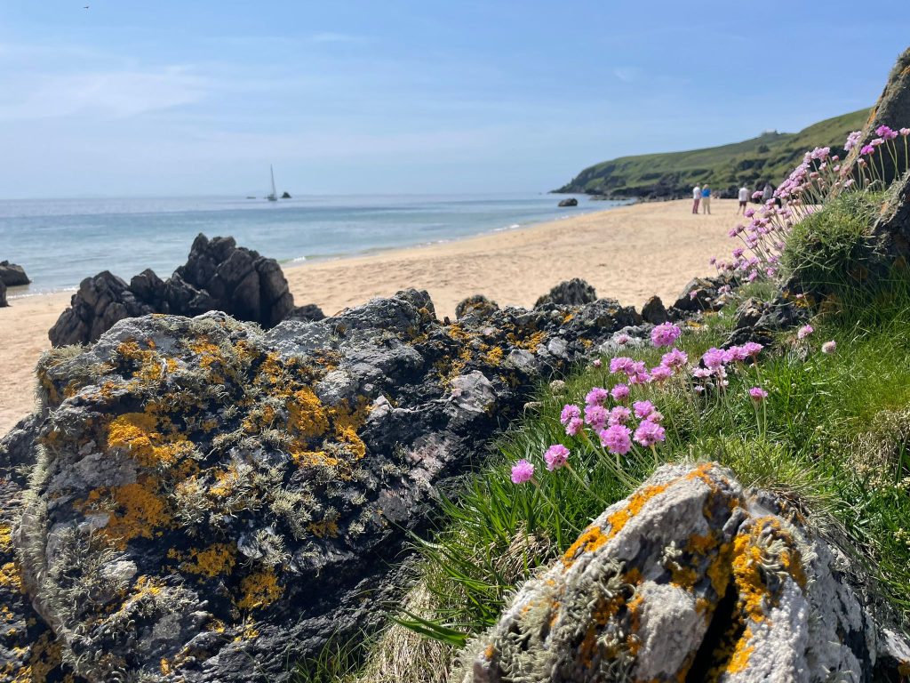 rocks and sandy beach