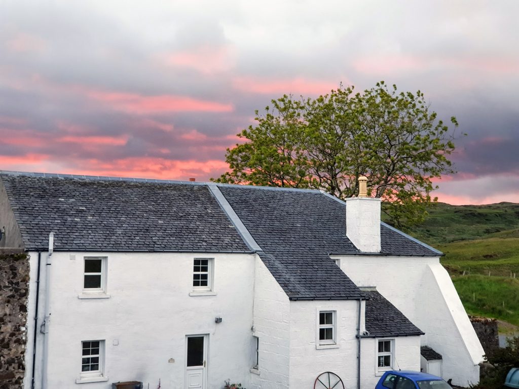 White Cottages at sunset