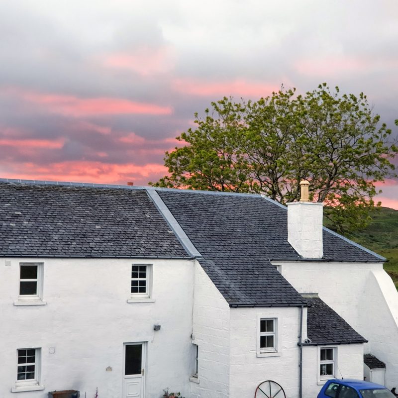 White Cottages at sunset