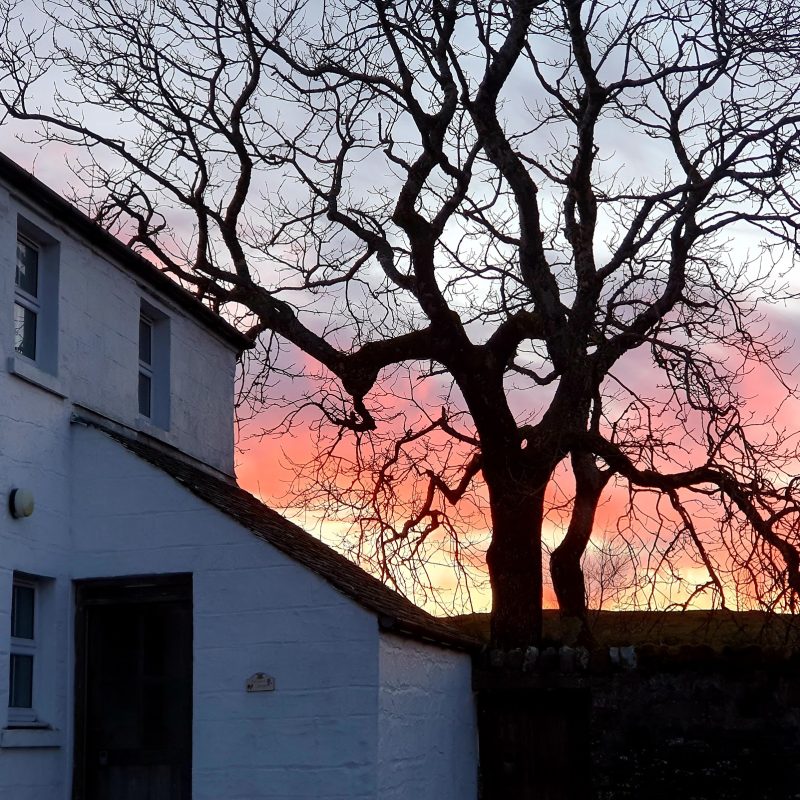 Cottage at sunset