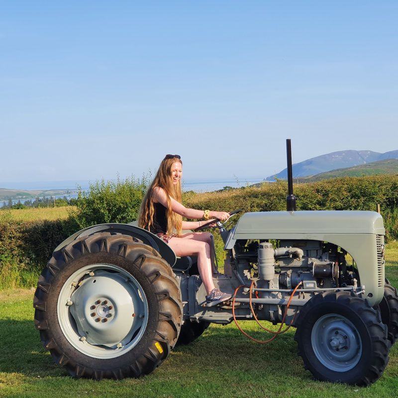 girl on tractor