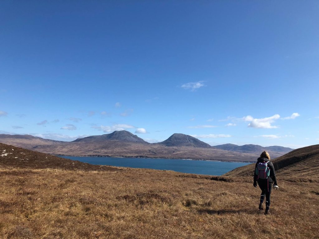 Person walking in hills