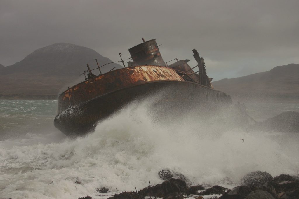 Shipwreck in the sea