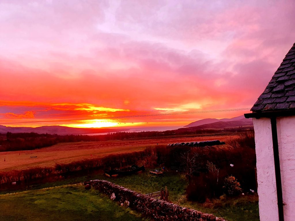 Pink skies at sunrise