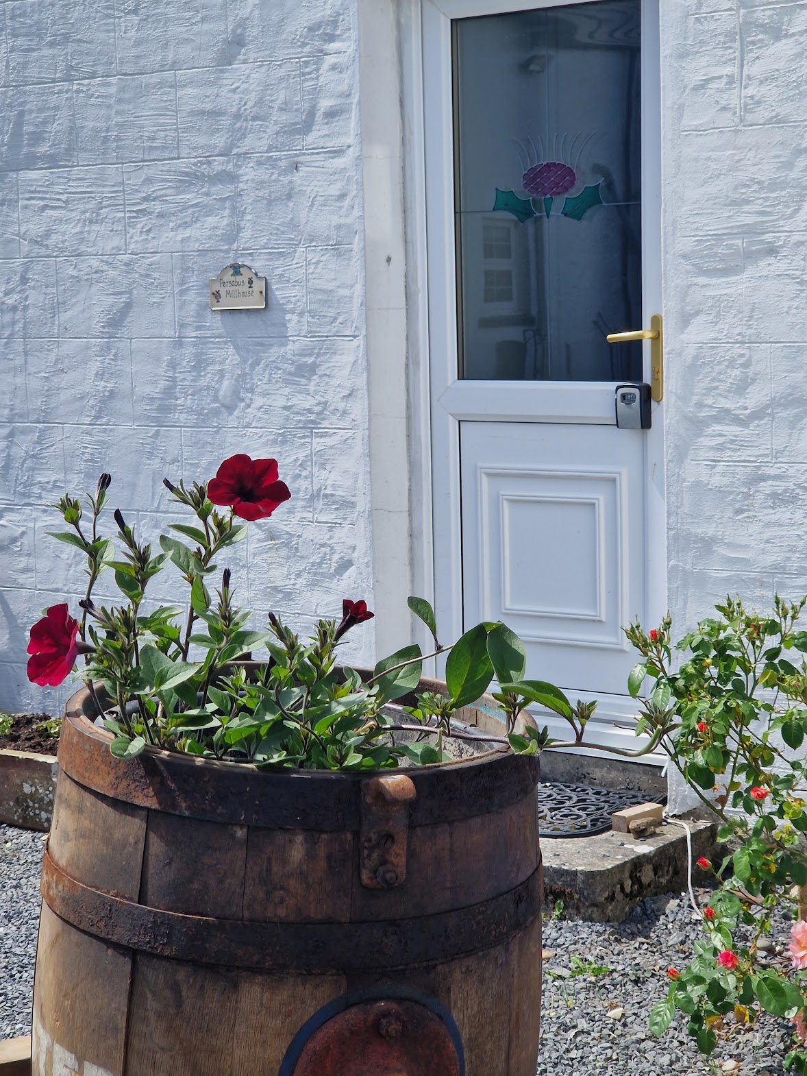 Flowers by door